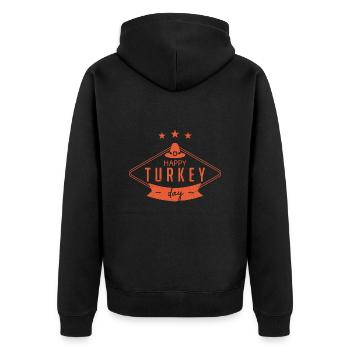 Happy Turkey Day | Erntedankfest - Unisex Premium Bio Zip Hoodie - Schwarz - Hinten - Nico (187cm)