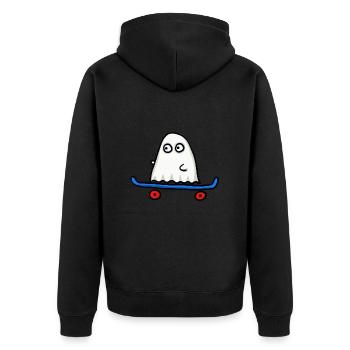 skater ghost - Unisex Premium Organic Zip Hoodie - black - Back - Nico (187cm)