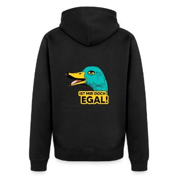 I don't care - Unisex Premium Organic Zip Hoodie - black - Back - Nico (187cm)