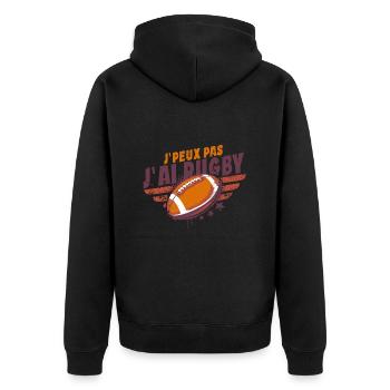 Je peux pas j'ai Rugby | rugby cadeau - Veste à capuche bio Premium Unisexe - noir - Dos - Nico (187cm)