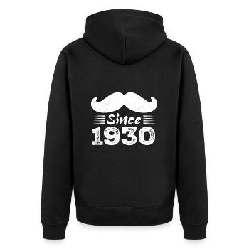 Cadeau 94e Anniversaire - Vintage 1930 Moustache - Veste à capuche bio Premium Unisexe - noir - Dos - Nico (187cm)