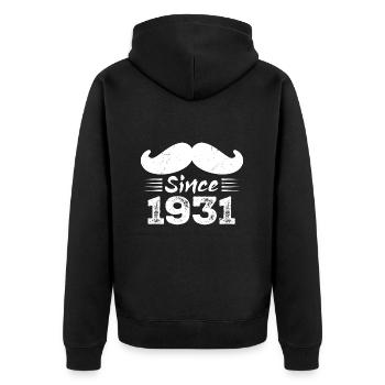 Cadeau 93e Anniversaire - Vintage 1931 Moustache - Veste à capuche bio Premium Unisexe - noir - Dos - Nico (187cm)