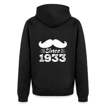 Cadeau 91e Anniversaire - Vintage 1933 Moustache - Veste à capuche bio Premium Unisexe - noir - Dos - Nico (187cm)