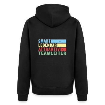 Teamleiter retro Chef Boss legendär Führungskraft - Unisex Premium Bio Zip Hoodie - Schwarz - Hinten - Nico (187cm)
