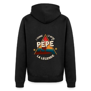 Pépé le mythe la legende cadeau grand-père - Veste à capuche bio Premium Unisexe - noir - Dos - Nico (187cm)