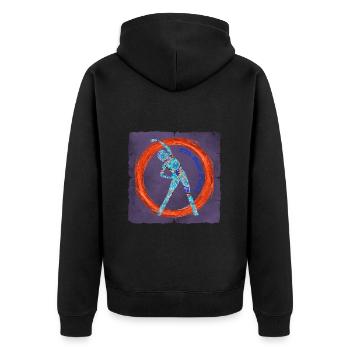gymnastik 1 e 238 - Unisex Premium Bio Zip Hoodie - Schwarz - Hinten - Nico (187cm)
