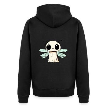 Libelle Halloween Comic Geist - Unisex Premium Bio Zip Hoodie - Schwarz - Hinten - Nico (187cm)