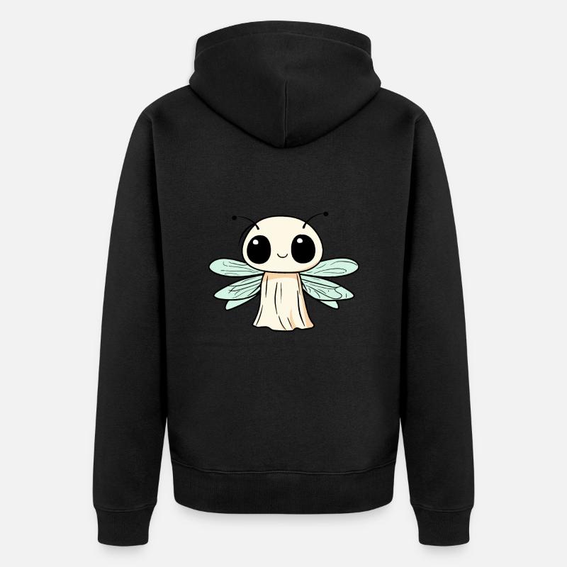 Dragonfly Halloween Comic Ghost - Unisex Premium Organic Zip Hoodie - black
