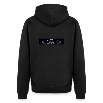 N.D 82 LOCO SPACE - Unisex Premium Bio Zip Hoodie - Schwarz - Hinten - Nico (187cm)