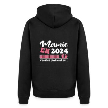 Mamie en 2024 | Cadeau future mamie 2024 Cadeau - Veste à capuche bio Premium Unisexe - noir - Dos - Nico (187cm)