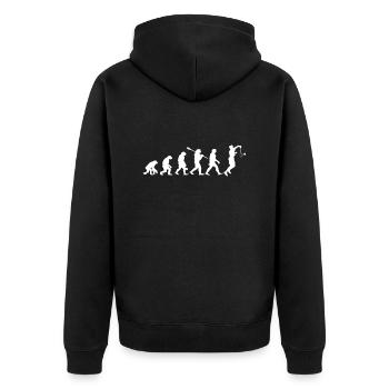 Badminton Evolution Badminton Player - Unisex Premium Organic Zip Hoodie - black - Back - Nico (187cm)