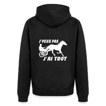 J'peux Pas J'ai Trot Humour Cheval équitation - Veste à capuche bio Premium Unisexe - noir - Dos - Nico (187cm)