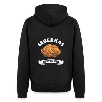 Leberkas geht immer - Leberkäse - Spruch - Unisex Premium Bio Zip Hoodie - Schwarz - Hinten - Nico (187cm)