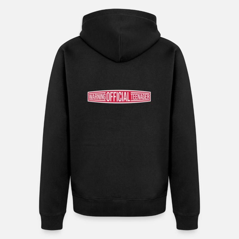 avertissement citation officielle d’adolescent - Veste à capuche bio Premium Unisexe - noir