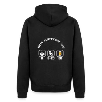 Dackel Mein perfekter Tag Dackel - Unisex Premium Bio Zip Hoodie - Schwarz - Hinten - Nico (187cm)