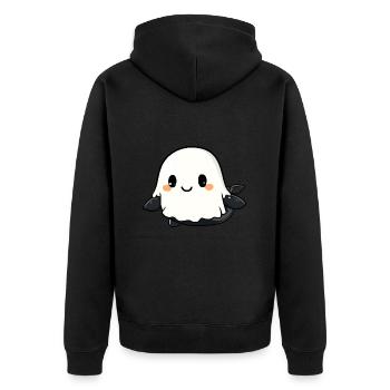 Whale Halloween Comic Ghost - Unisex Premium Organic Zip Hoodie - black - Back - Nico (187cm)