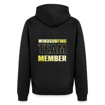 Windsurfing Team - Unisex Premium Bio Zip Hoodie - Schwarz - Hinten - Nico (187cm)