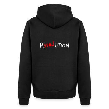 Revolution der Liebe - Unisex Premium Bio Zip Hoodie - Schwarz - Hinten - Nico (187cm)
