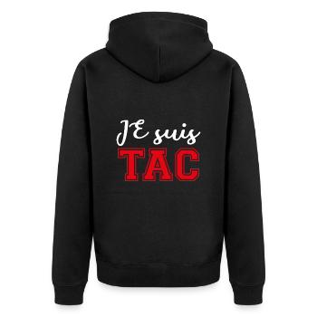 Je Suis TAC -TIC et TAC- TIC TAC Duo Drôle Cadeau - Veste à capuche bio Premium Unisexe - noir - Dos - Nico (187cm)