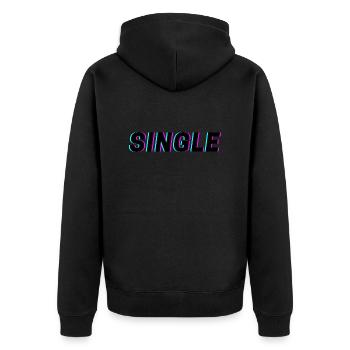 Single - Shirt für alle Singles - Unisex Premium Bio Zip Hoodie - Schwarz - Hinten - Nico (187cm)