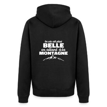 La Vie Est Plus Belle En Allant à La Montagne - Veste à capuche bio Premium Unisexe - noir - Dos - Nico (187cm)