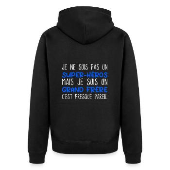 Grand Frère Super Héros Humour Frère Cadeau - Veste à capuche bio Premium Unisexe - noir - Dos - Nico (187cm)