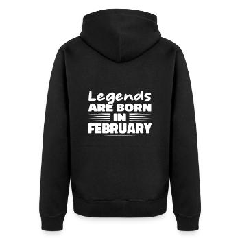 Legenden werden im Februar geboren - Unisex Premium Bio Zip Hoodie - Schwarz - Hinten - Nico (187cm)