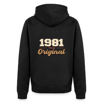 1981 Vintage Anniversary Retro Gift 1981 - Unisex Premium Organic Zip Hoodie - black - Back - Nico (187cm)