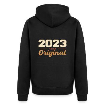 2023 Vintage Anniversaire Rétro Cadeau 2023 - Veste à capuche bio Premium Unisexe - noir - Dos - Nico (187cm)