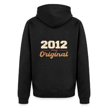 2012 Vintage Anniversaire Rétro Cadeau 2012 - Veste à capuche bio Premium Unisexe - noir - Dos - Nico (187cm)
