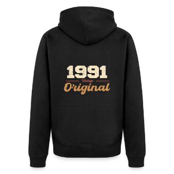 1991 Vintage Anniversary Retro Gift 1991 - Unisex Premium Organic Zip Hoodie - black - Back - Nico (187cm)