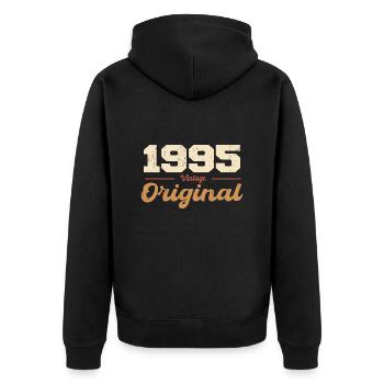 1995 Vintage Anniversary Retro Gift 1995 - Unisex Premium Organic Zip Hoodie - black - Back - Nico (187cm)