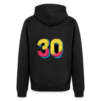 30 Numéro Coloré - Veste à capuche bio Premium Unisexe - noir - Dos - Nico (187cm)