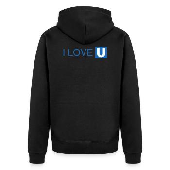 I Love Subway Blue Gift Idea - Unisex Premium Organic Zip Hoodie - black - Back - Nico (187cm)