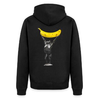 Affe Banane Ape - Unisex Premium Bio Zip Hoodie - Schwarz - Hinten - Nico (187cm)