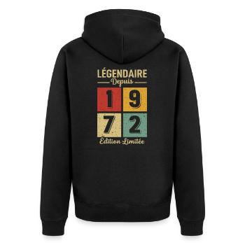 Légendaire Depuis 1972 Édition limitée - Veste à capuche bio Premium Unisexe - noir - Dos - Nico (187cm)