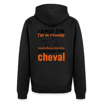 Je suis à cheval - cadeau humour cheval équitation - Veste à capuche bio Premium Unisexe - noir - Dos - Nico (187cm)