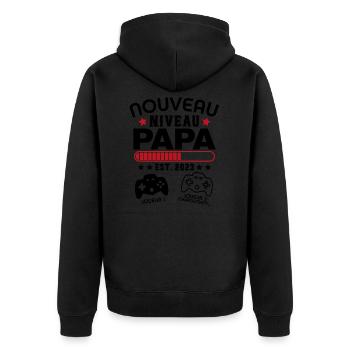 Nouveau niveau papa 2023 - Cadeau Futur Papa Gamer - Veste à capuche bio Premium Unisexe - noir - Dos - Nico (187cm)