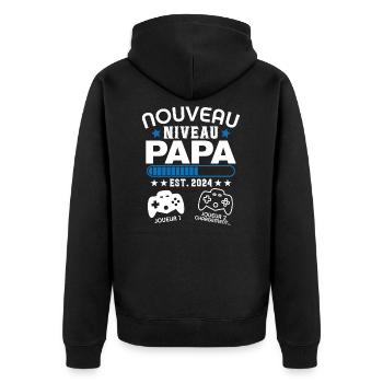 Nouveau papa en 2024 - Cadeau Papa gamer - Veste à capuche bio Premium Unisexe - noir - Dos - Nico (187cm)