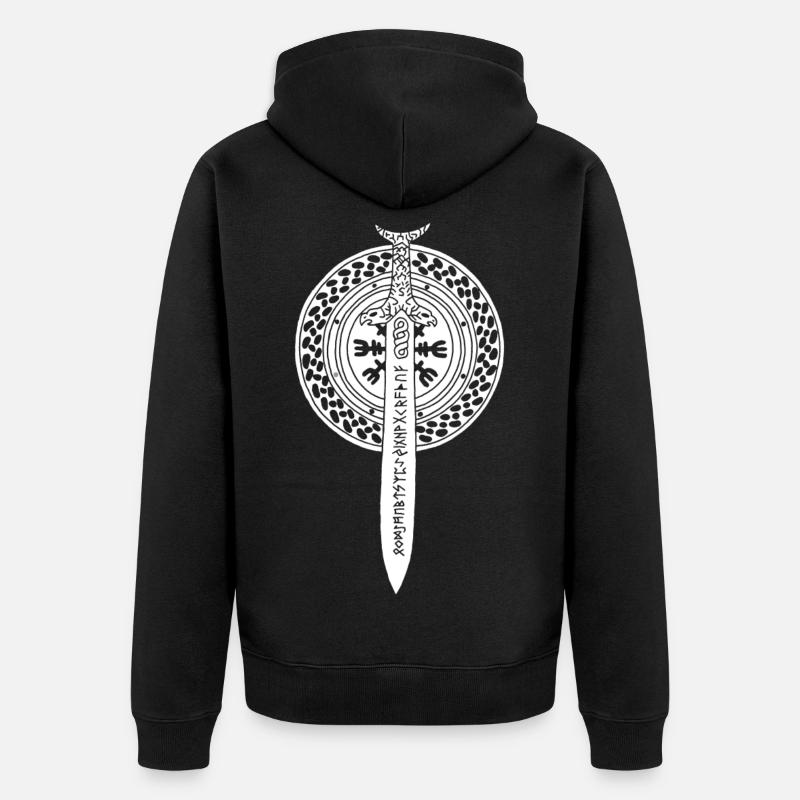 épée et bouclier viking (blanc) - Veste à capuche bio Premium Unisexe - noir