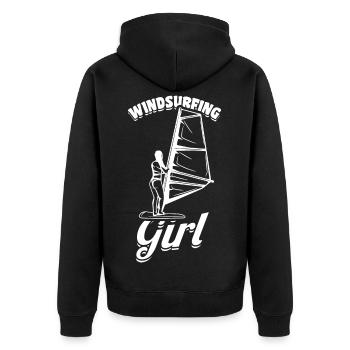 Windsurfer Girl - Unisex Premium Organic Zip Hoodie - black - Back - Nico (187cm)