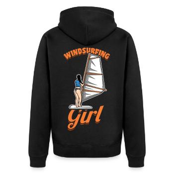 Girl Windsurfer - Unisex Premium Organic Zip Hoodie - black - Back - Nico (187cm)
