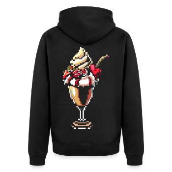 Ice cream sundae pixel graphic - Unisex Premium Organic Zip Hoodie - black - Back - Nico (187cm)