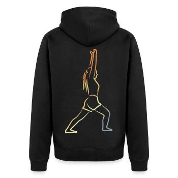 Yogini Vintage Look - Unisex Premium Bio Zip Hoodie - Schwarz - Hinten - Nico (187cm)