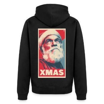 Xmas PopArt Santa - Unisex Premium Organic Zip Hoodie - black - Back - Nico (187cm)