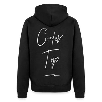 Cooler Typ Lustiger Spruch - Unisex Premium Bio Zip Hoodie - Schwarz - Hinten - Nico (187cm)