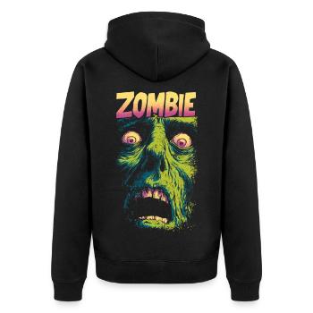 Zombie - Unisex Premium Bio Zip Hoodie - Schwarz - Hinten - Nico (187cm)