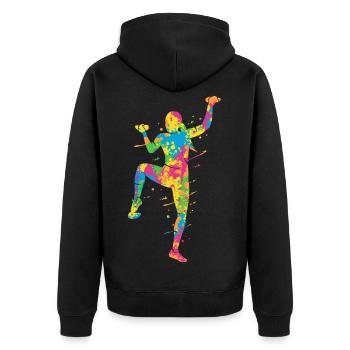 Escalade de bloc Grimpeurs colorés Filles Escalade de montagne - Veste à capuche bio Premium Unisexe - noir - Dos - Nico (187cm)