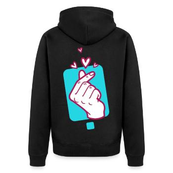 Kpop Doigt coréen en forme de cœur mignon Coréen Pop Amour - Veste à capuche bio Premium Unisexe - noir - Dos - Nico (187cm)