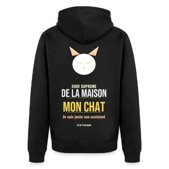 Mon Chat Chef De La Maison Humour Felin Maître - Veste à capuche bio Premium Unisexe - noir - Dos - Nico (187cm)